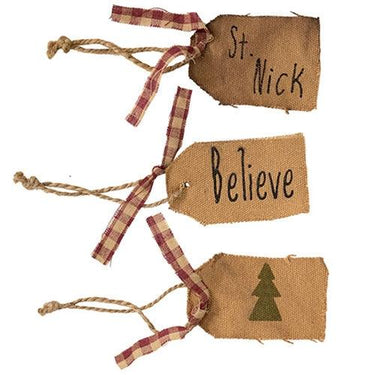 3 Set Believe St Nick & Christmas Tree Tag Ornaments - The Fox Decor
